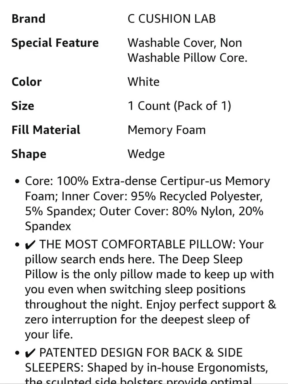 Cushion Lab Deep Sleep Pillow - 1 Pack, Calm Grey